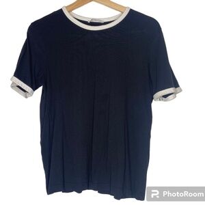 Zara Black Tee with White Trim Size Medium